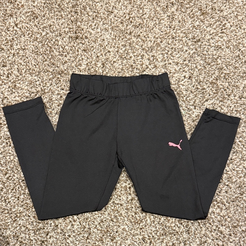 Puma Kids Leggings in Black with Pink Accent